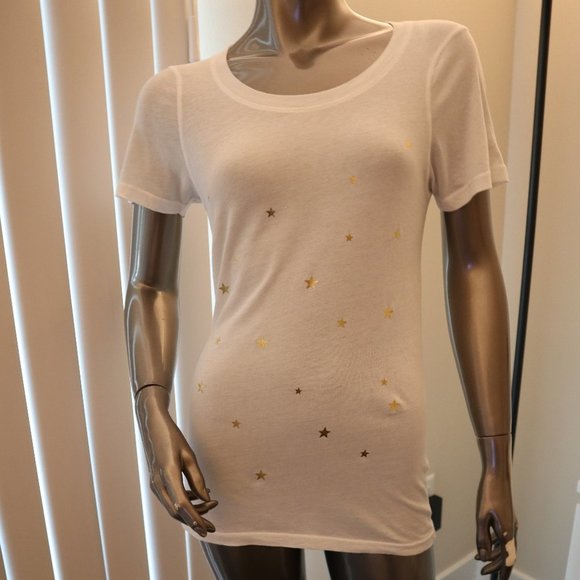 Monroe White T-Shirt with Gold Stars NWT. Size XS. - Picture 1 of 5